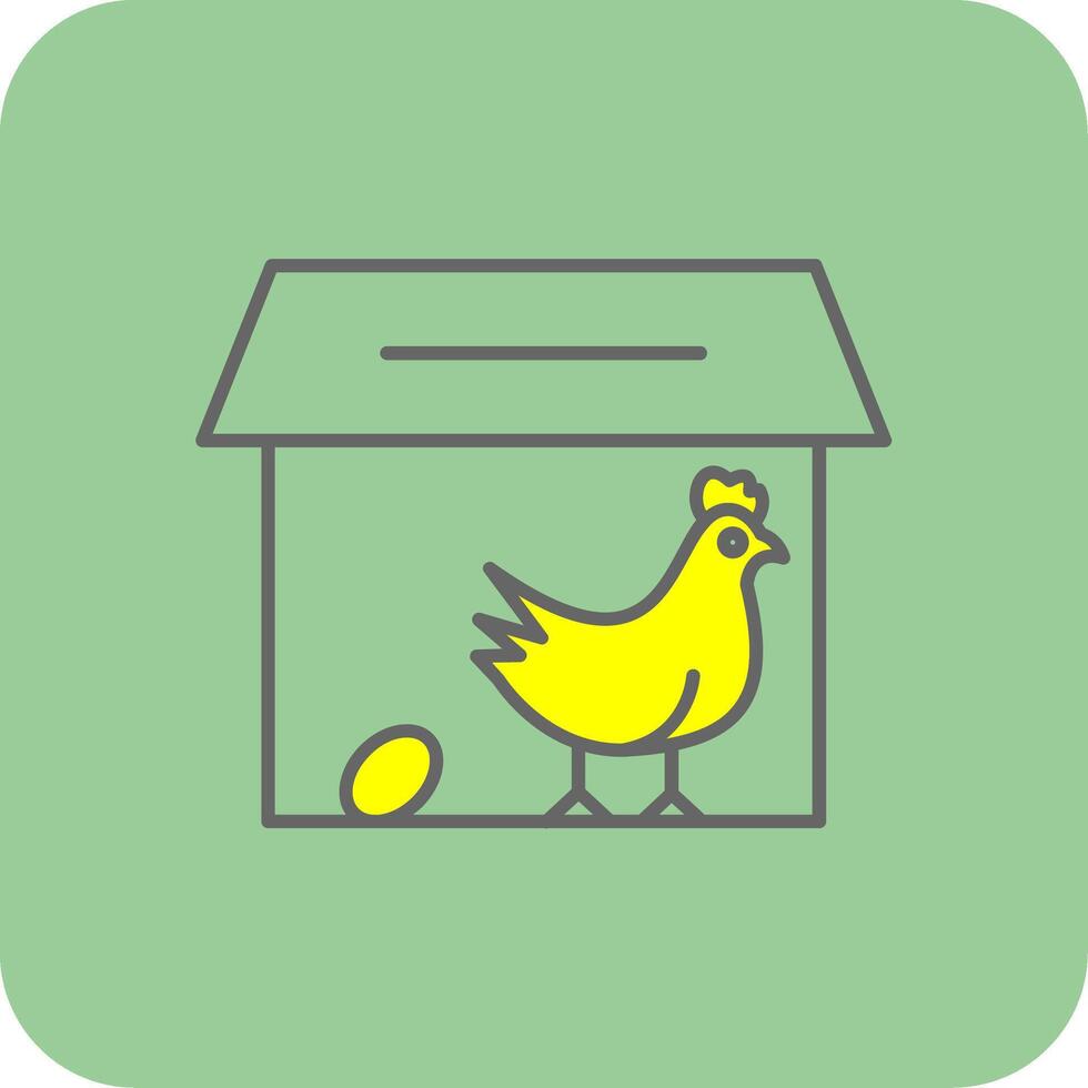 pollo cooperativa lleno amarillo icono vector