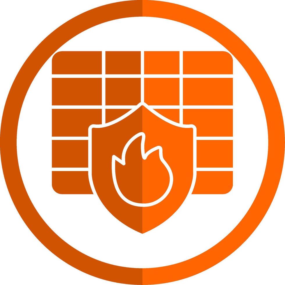 Firewall Glyph Orange Circle Icon vector