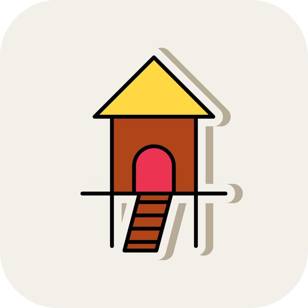 Hut Line Filled White Shadow Icon vector