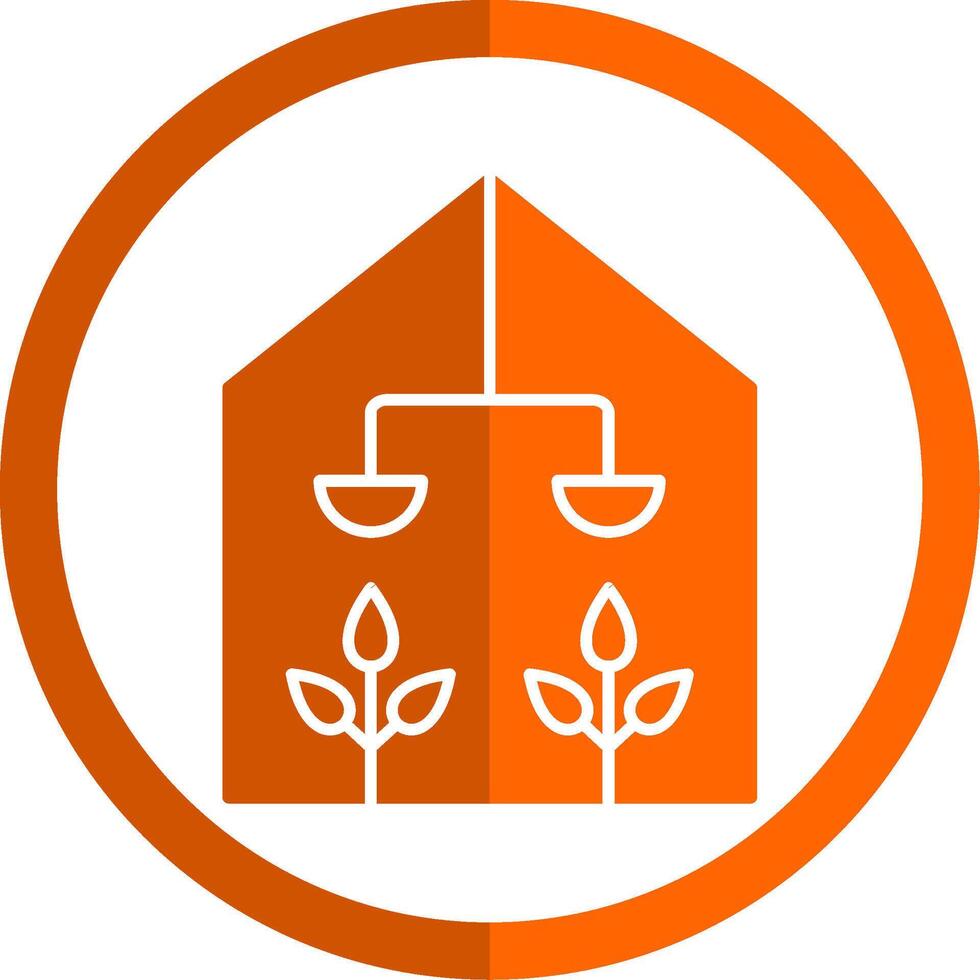 Greenhouse Glyph Orange Circle Icon vector