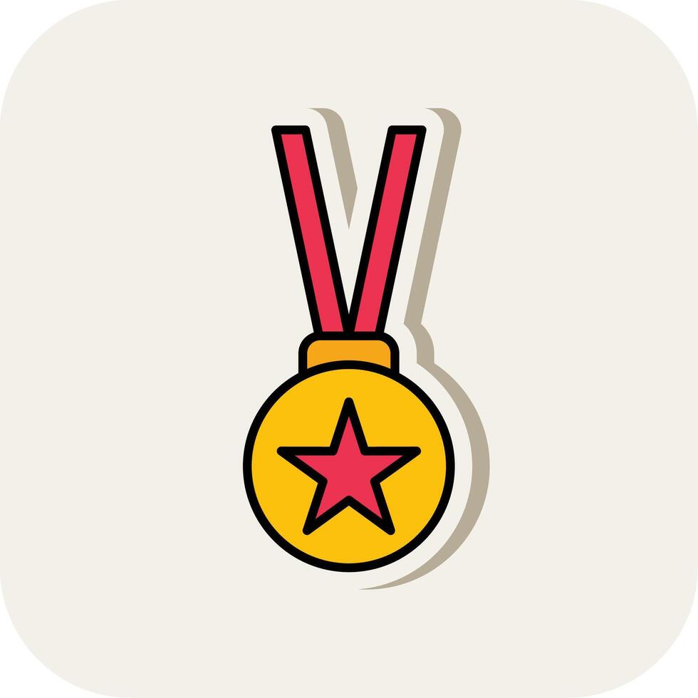 Medal Line Filled White Shadow Icon vector