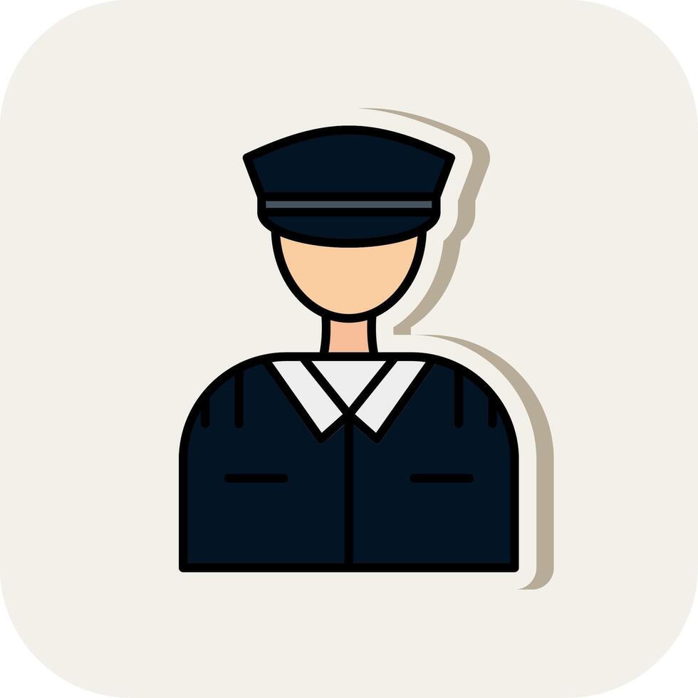 Pilot Line Filled White Shadow Icon vector