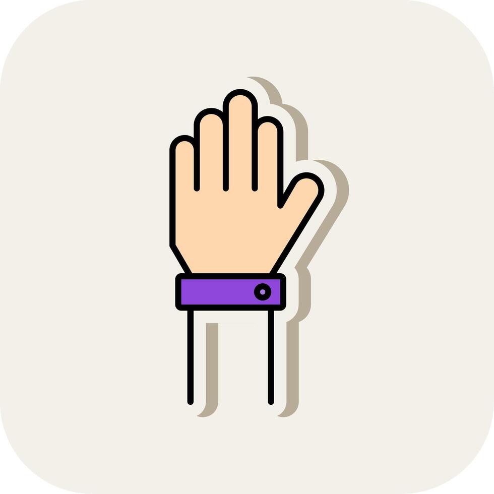 Raise Hand Line Filled White Shadow Icon vector