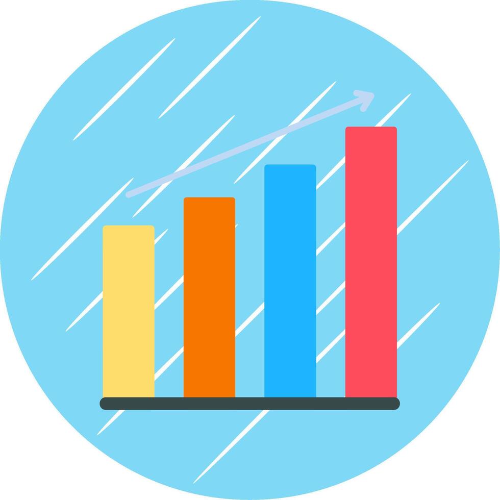 Bar Graph Flat Blue Circle Icon vector