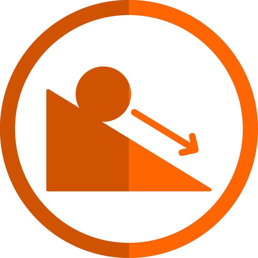 Down Hill Glyph Orange Circle Icon vector