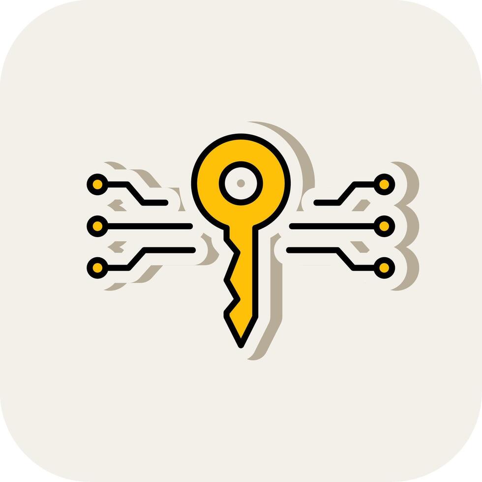 Digital Key Line Filled White Shadow Icon vector