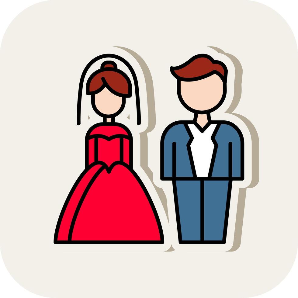 Couple Line Filled White Shadow Icon vector