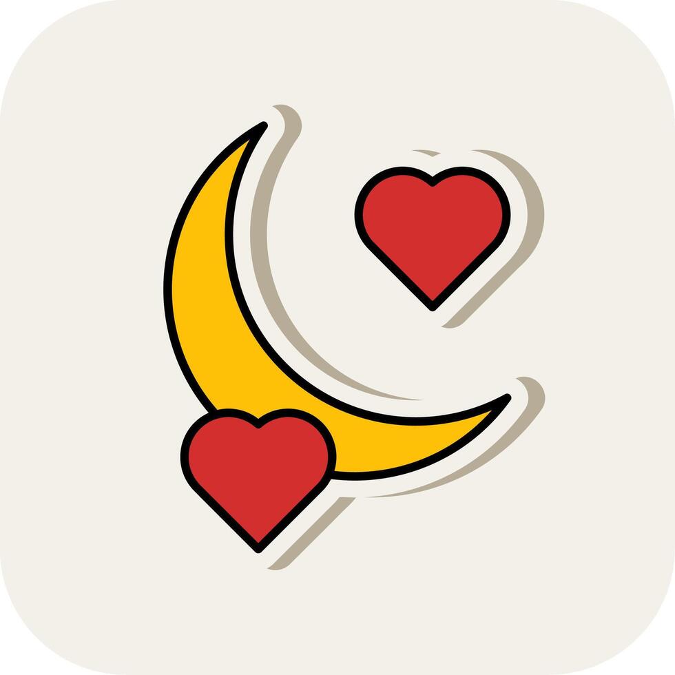 Honey Moon Line Filled White Shadow Icon vector