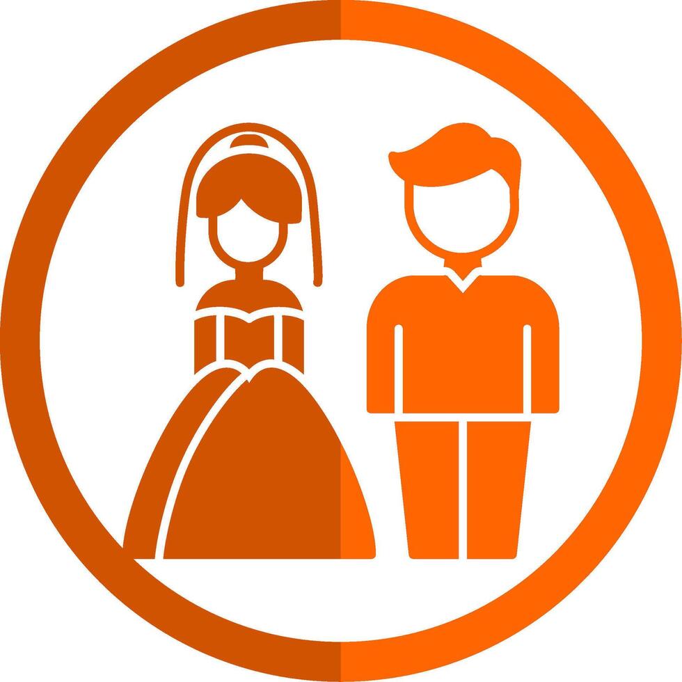 Couple Glyph Orange Circle Icon vector