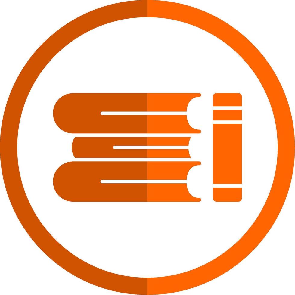 Book Stack Glyph Orange Circle Icon vector