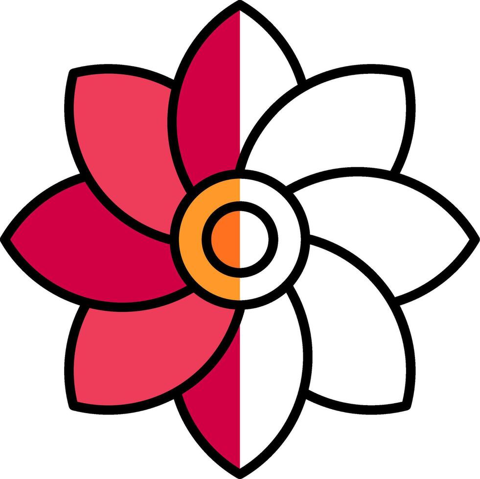 Flower Filled Half Cut Icon vector