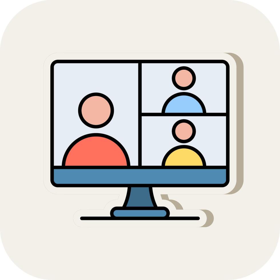 Webinar Line Filled White Shadow Icon vector