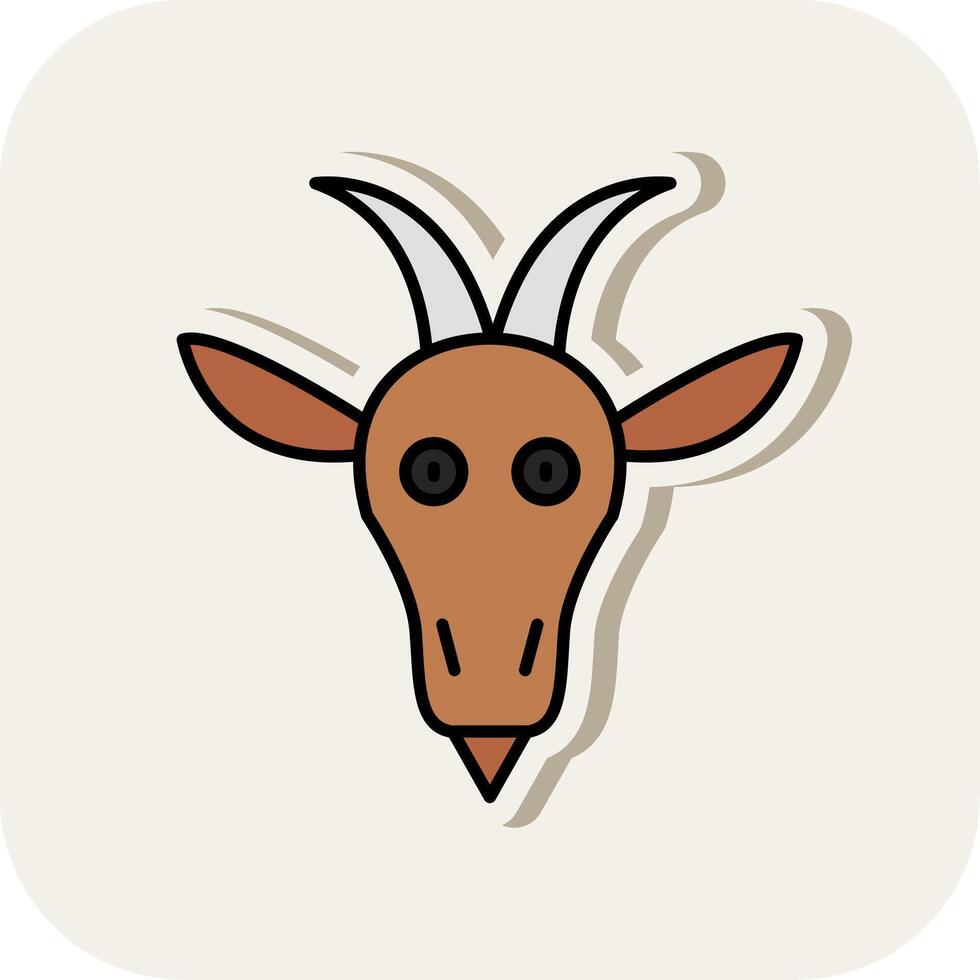 Goat Line Filled White Shadow Icon vector