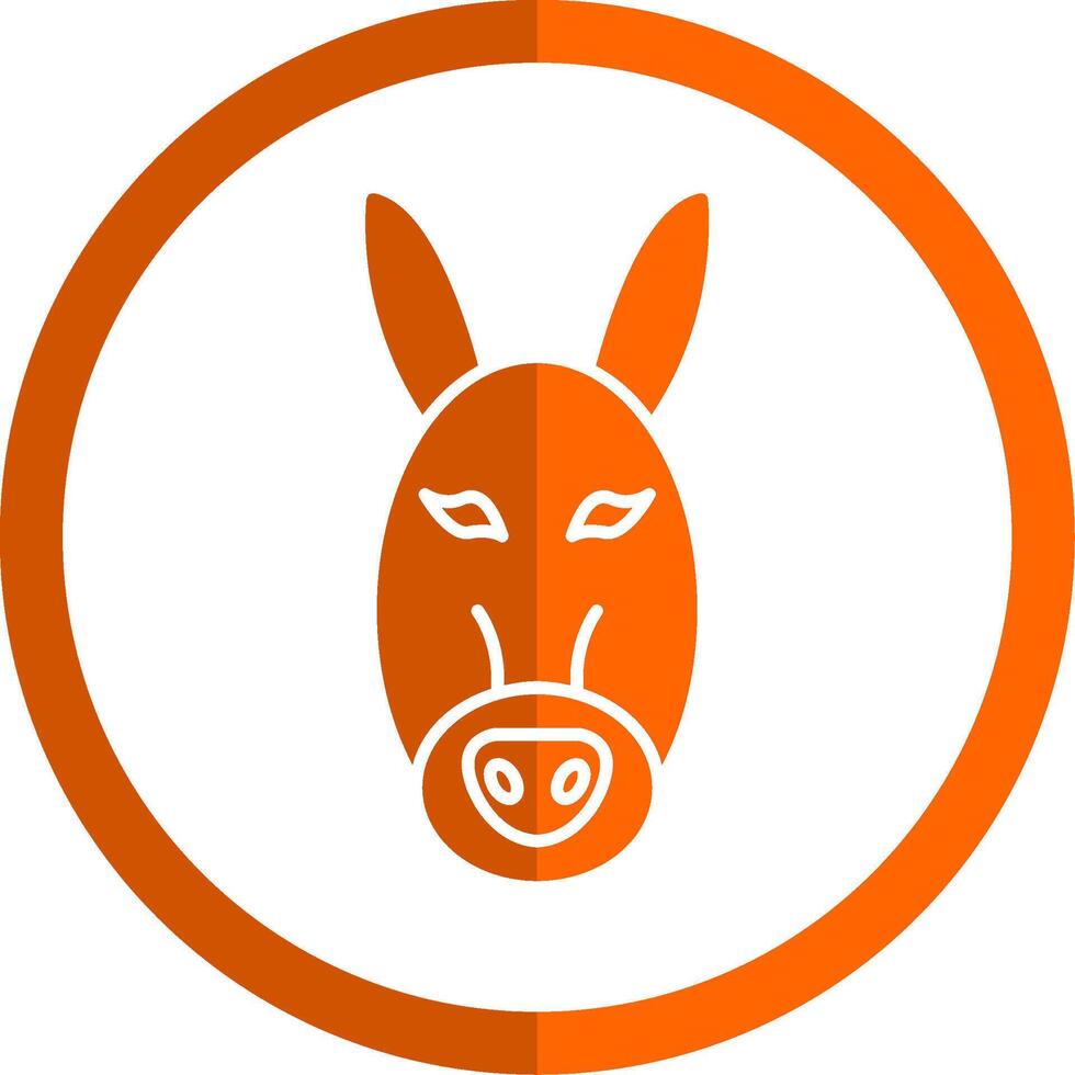 Donkey Glyph Orange Circle Icon vector