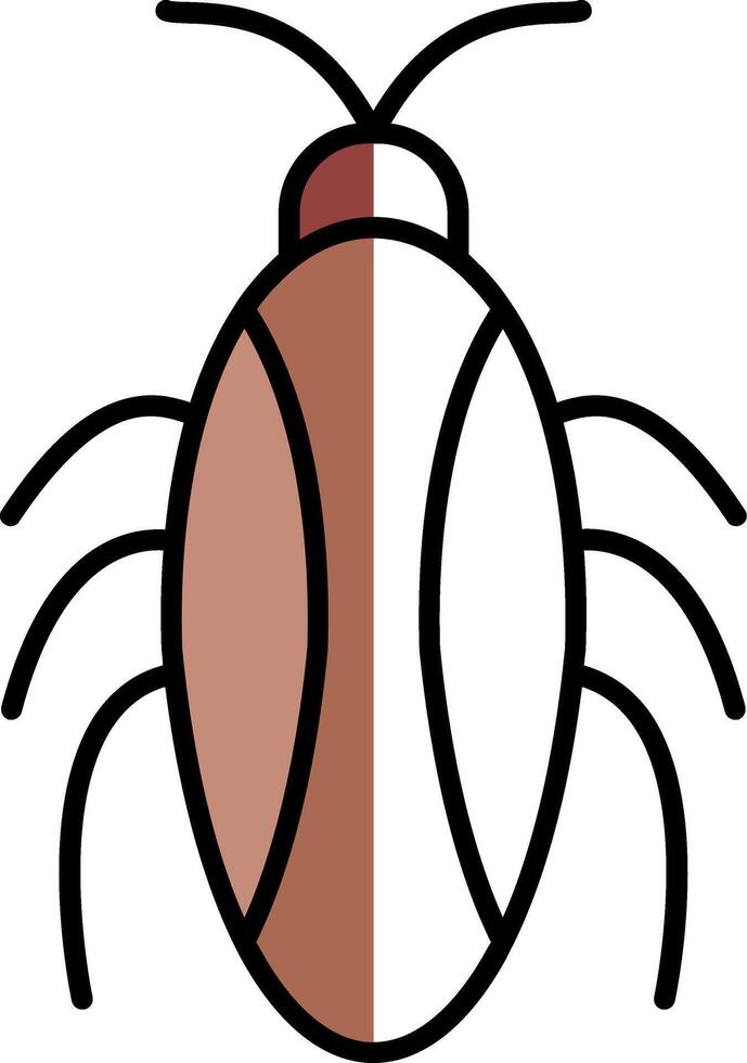 cucaracha lleno medio cortar icono vector