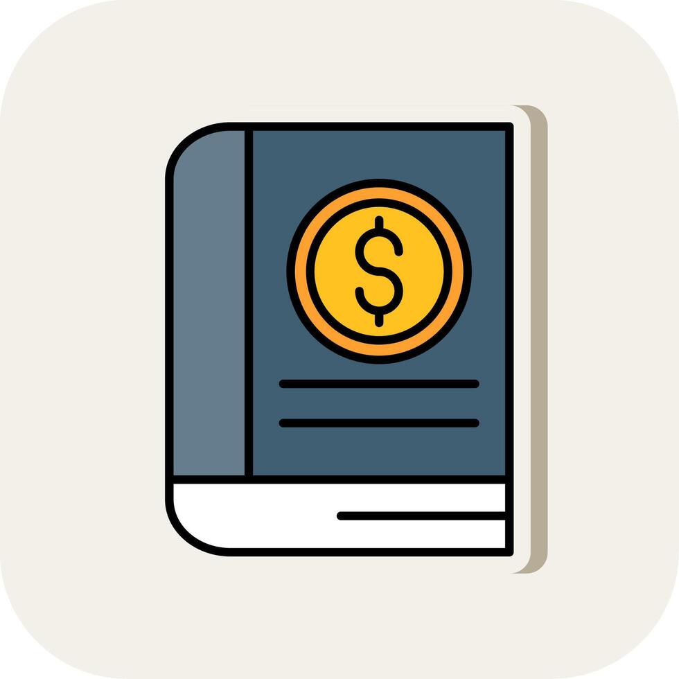 Accounting Book Line Filled White Shadow Icon vector