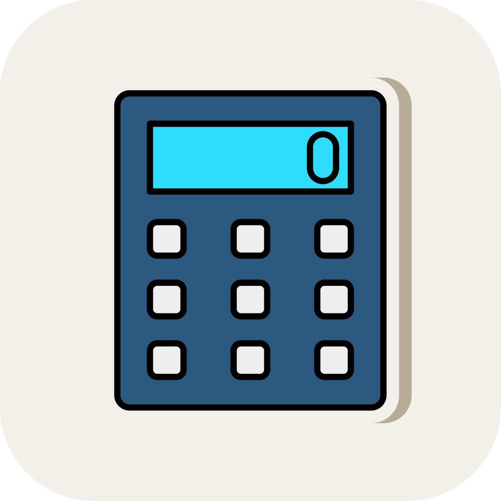 Calculator Line Filled White Shadow Icon vector