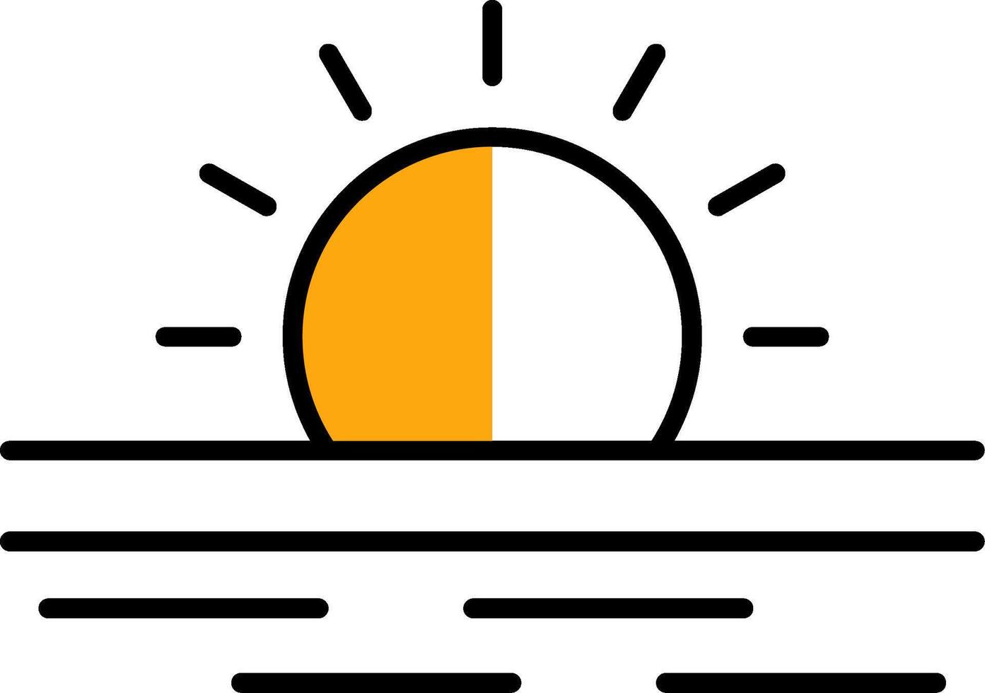 Ramadan Sunrise Filled Half Cut Icon vector