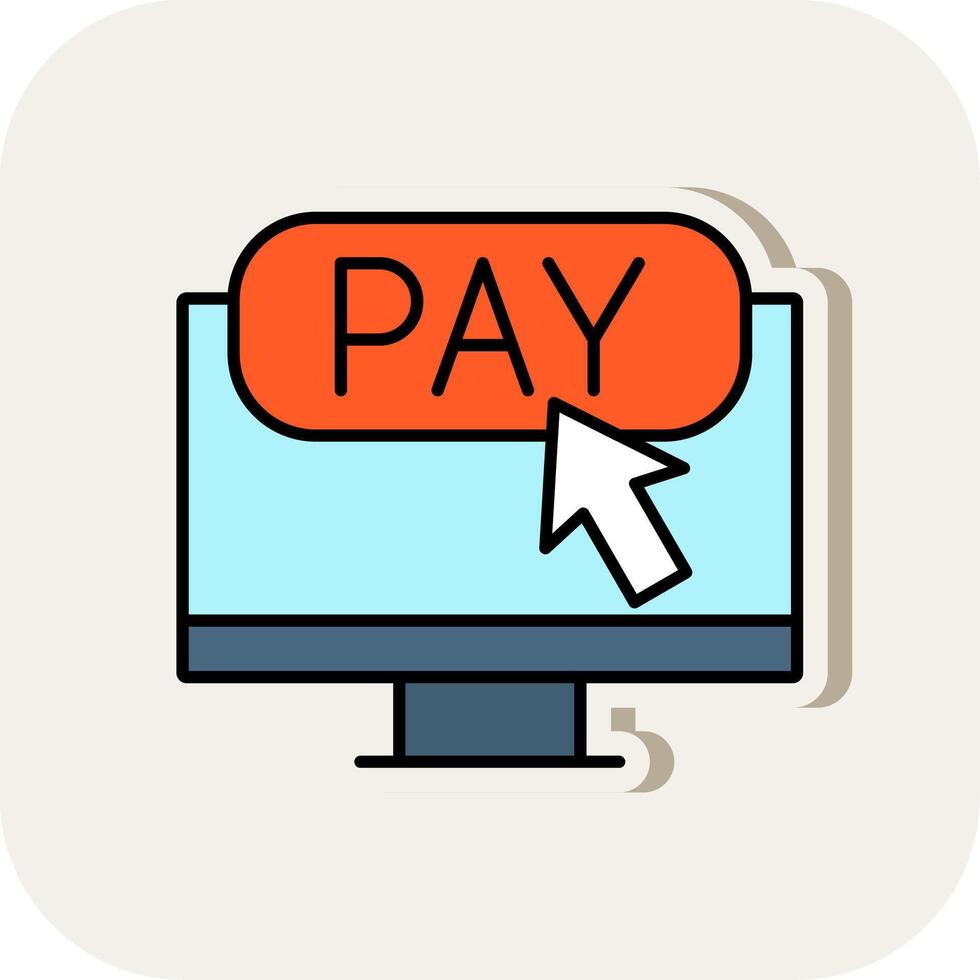 Online Payment Line Filled White Shadow Icon vector