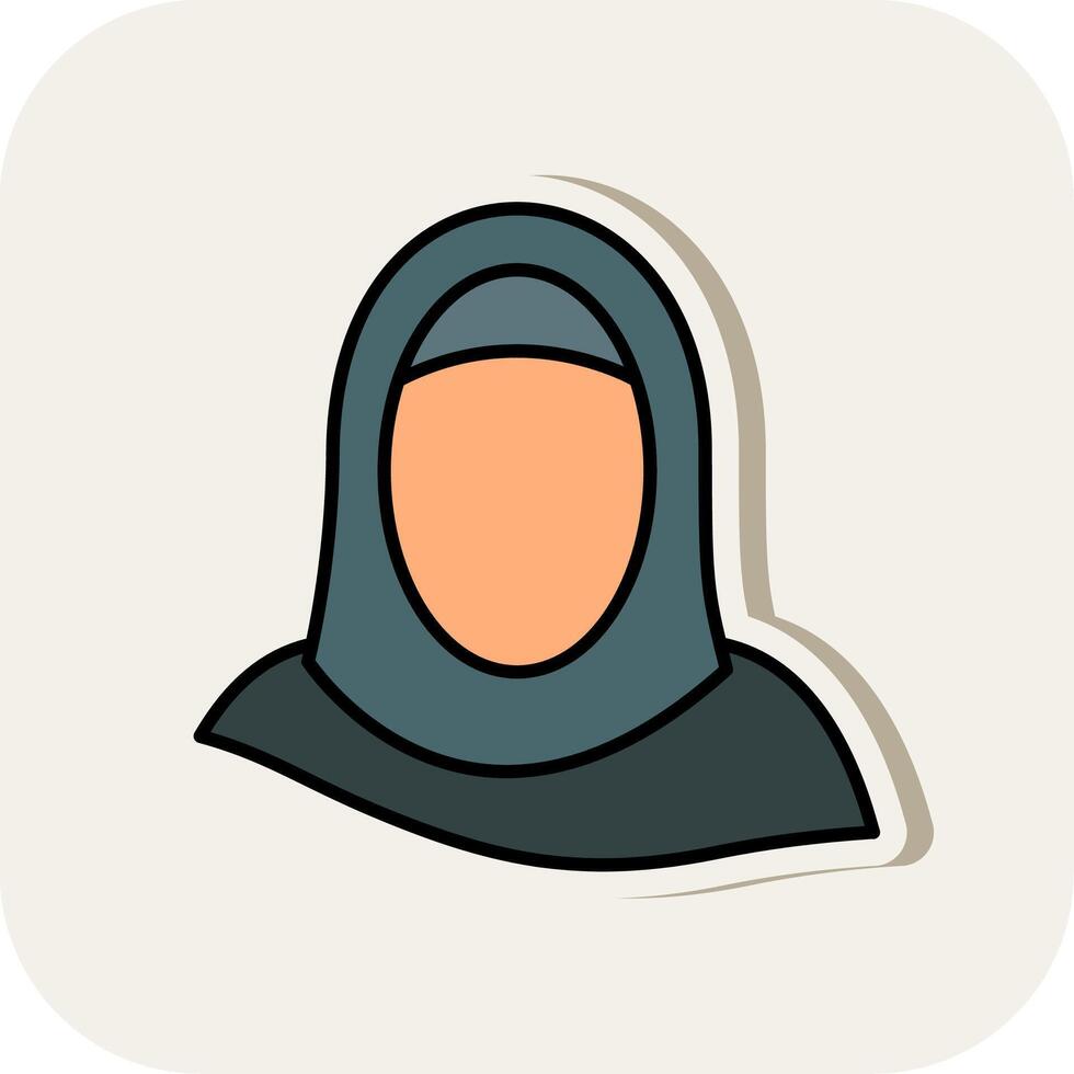 Hijab Line Filled White Shadow Icon vector