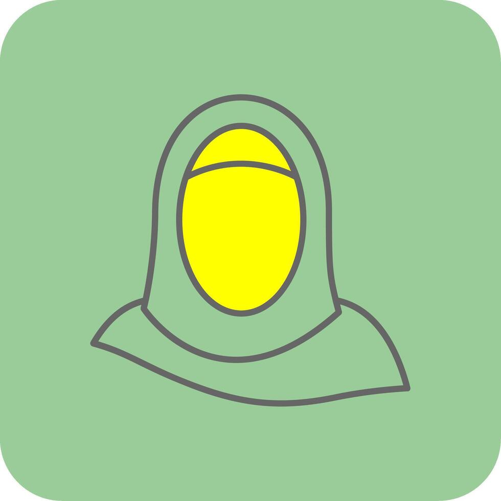 hijab lleno amarillo icono vector