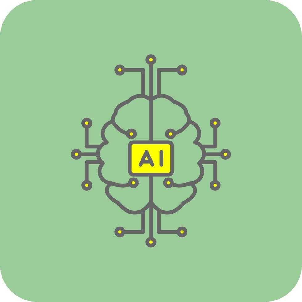 Artificial Intelligence Filled Yellow Icon vector