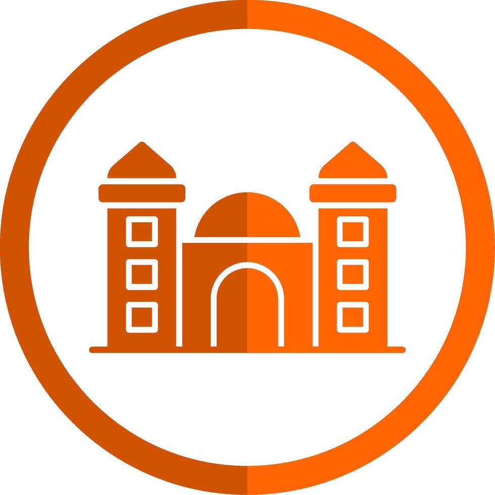 mezquita glifo naranja circulo icono vector