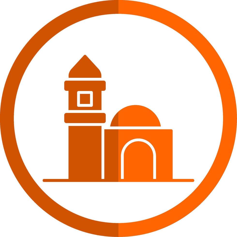 Mosque Glyph Orange Circle Icon vector