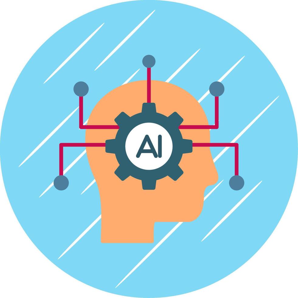 Artificial Intelligence Flat Blue Circle Icon vector