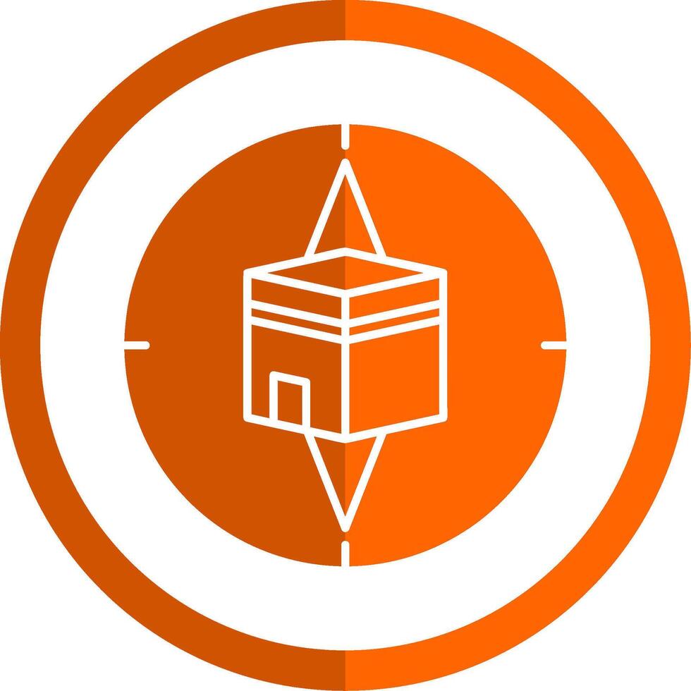 Qibla Compass Glyph Orange Circle Icon vector