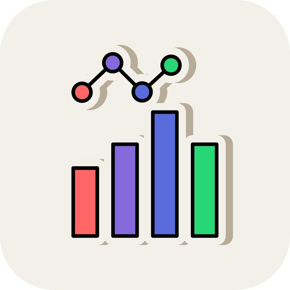 Data Analysis Line Filled White Shadow Icon vector