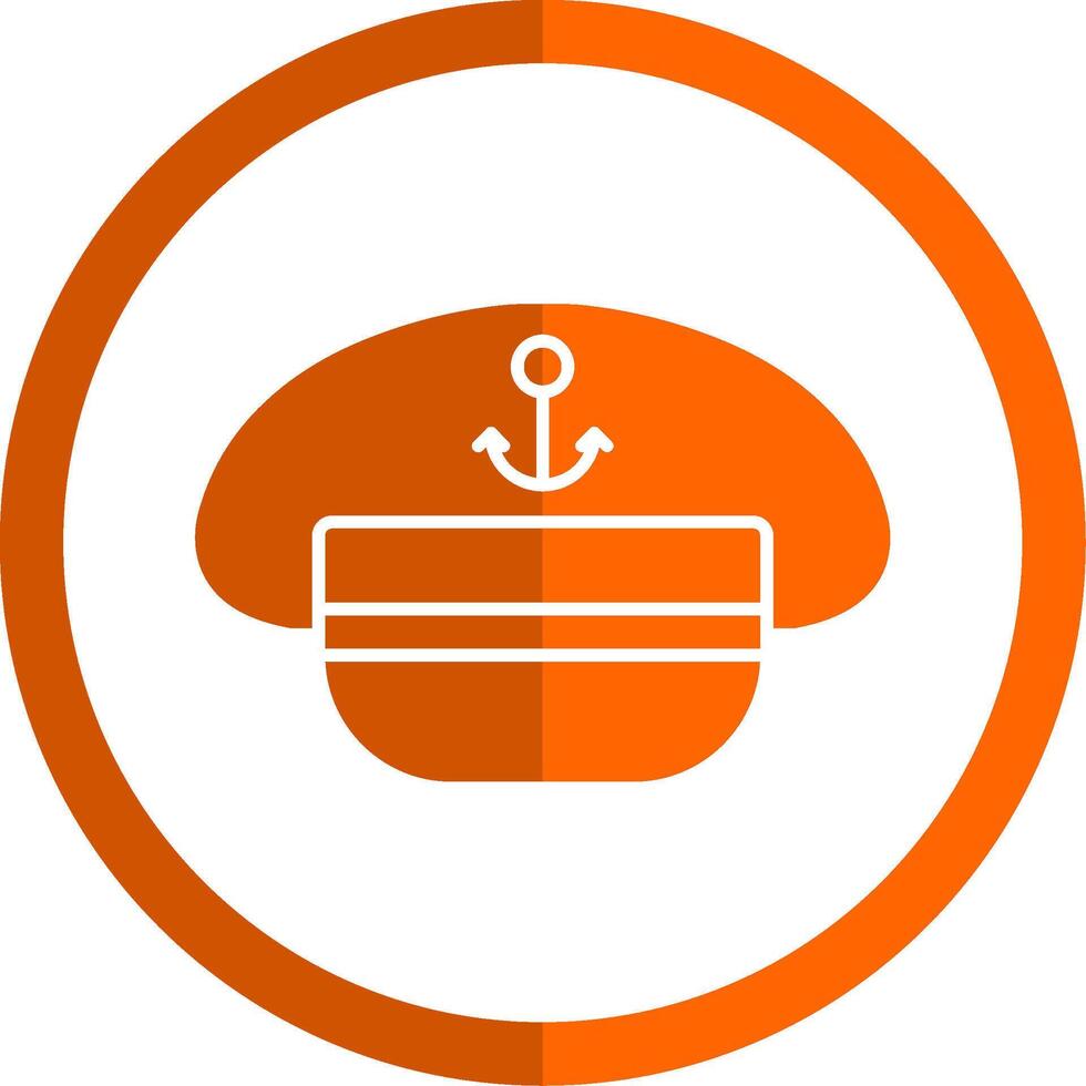 Captain Hat Glyph Orange Circle Icon vector