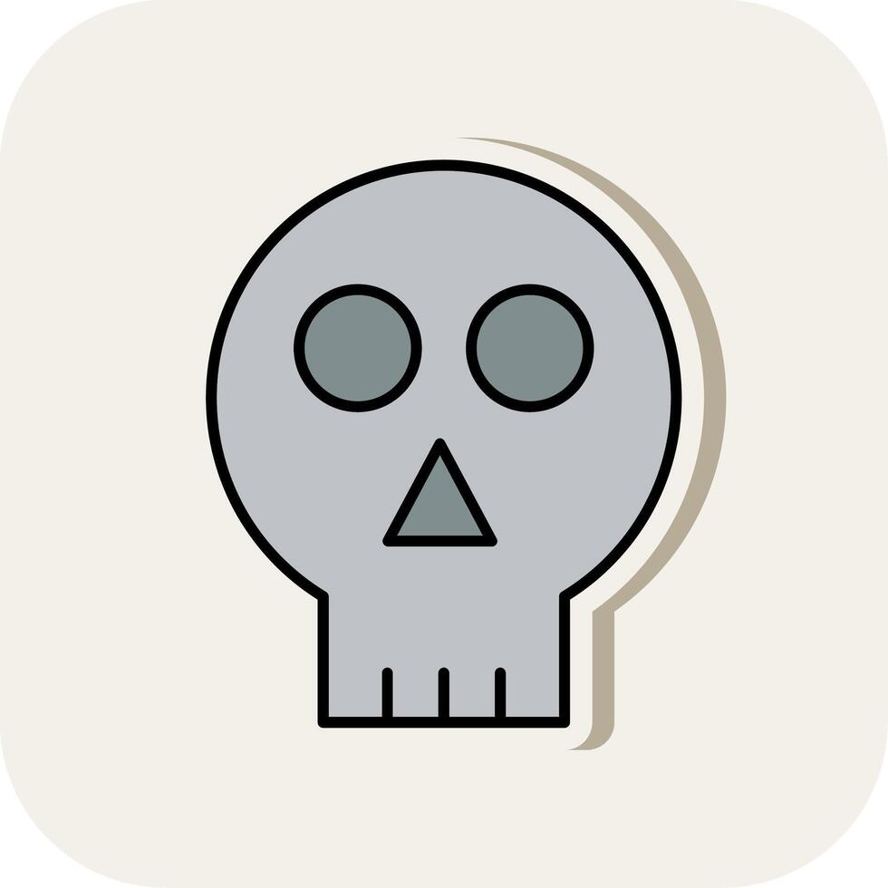 Skull Line Filled White Shadow Icon vector