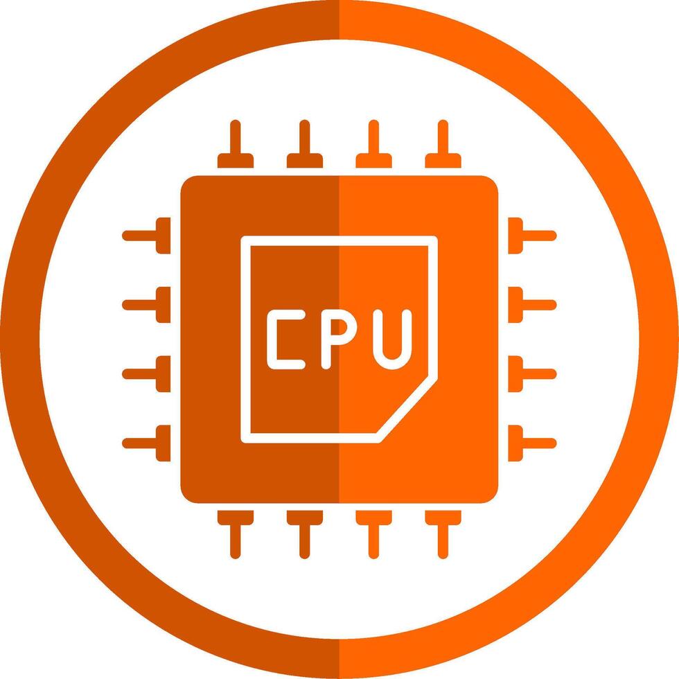 Processor Glyph Orange Circle Icon vector