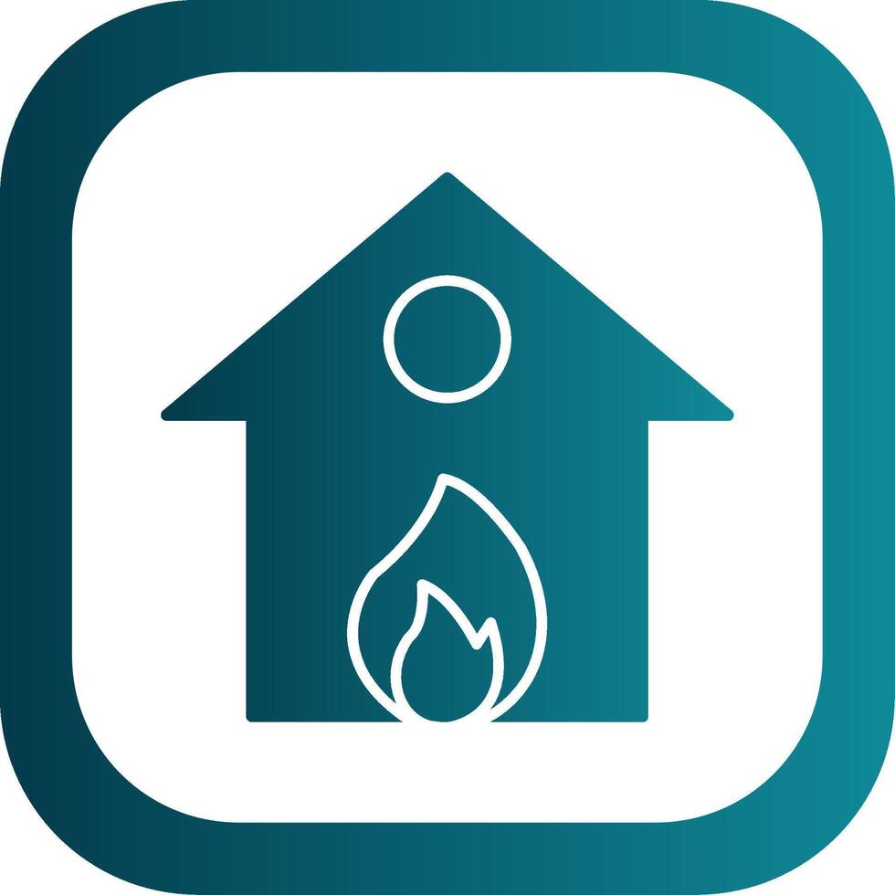 Burning House Glyph Gradient Round Corner Icon vector