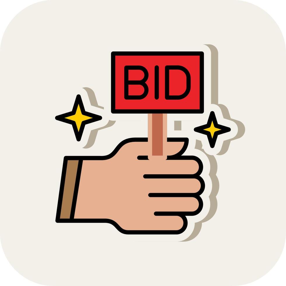 Bid Line Filled White Shadow Icon vector