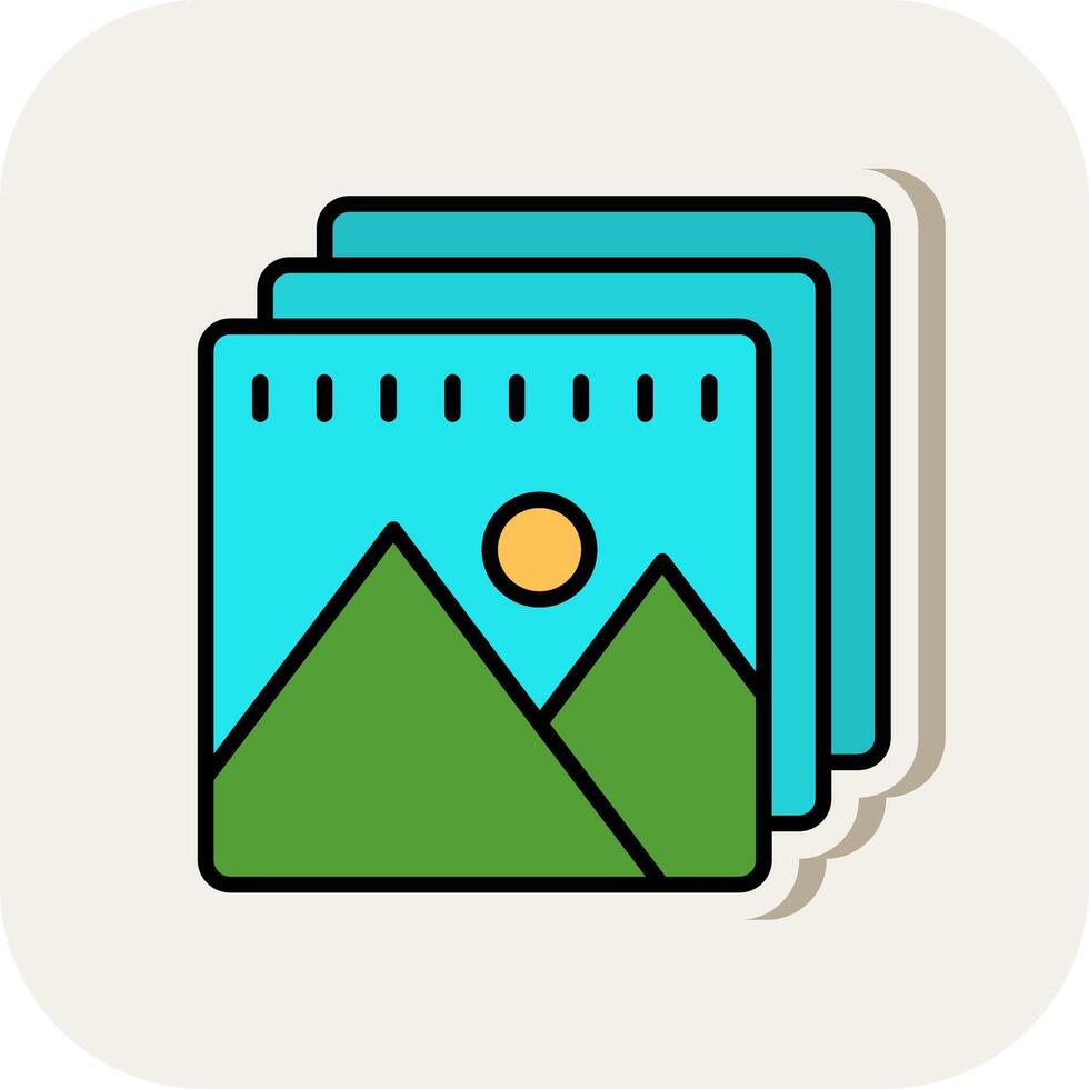 Picture Line Filled White Shadow Icon vector