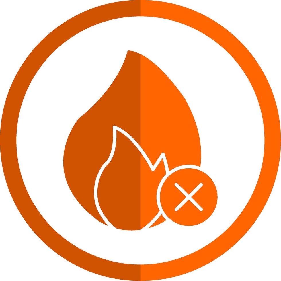 No Fire Glyph Orange Circle Icon vector