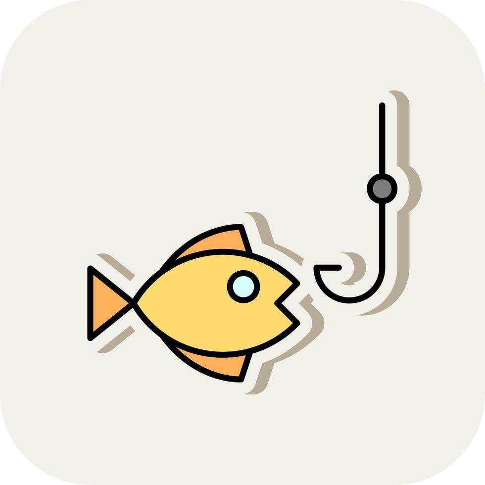 Fishing Line Filled White Shadow Icon vector
