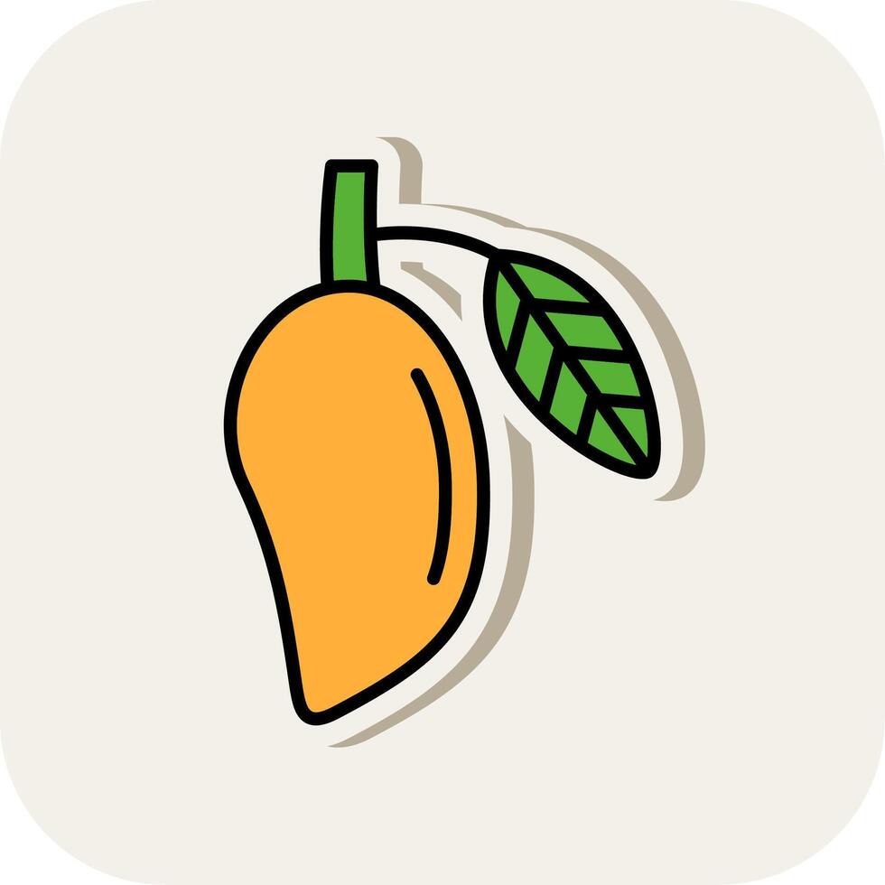 Mango Line Filled White Shadow Icon vector