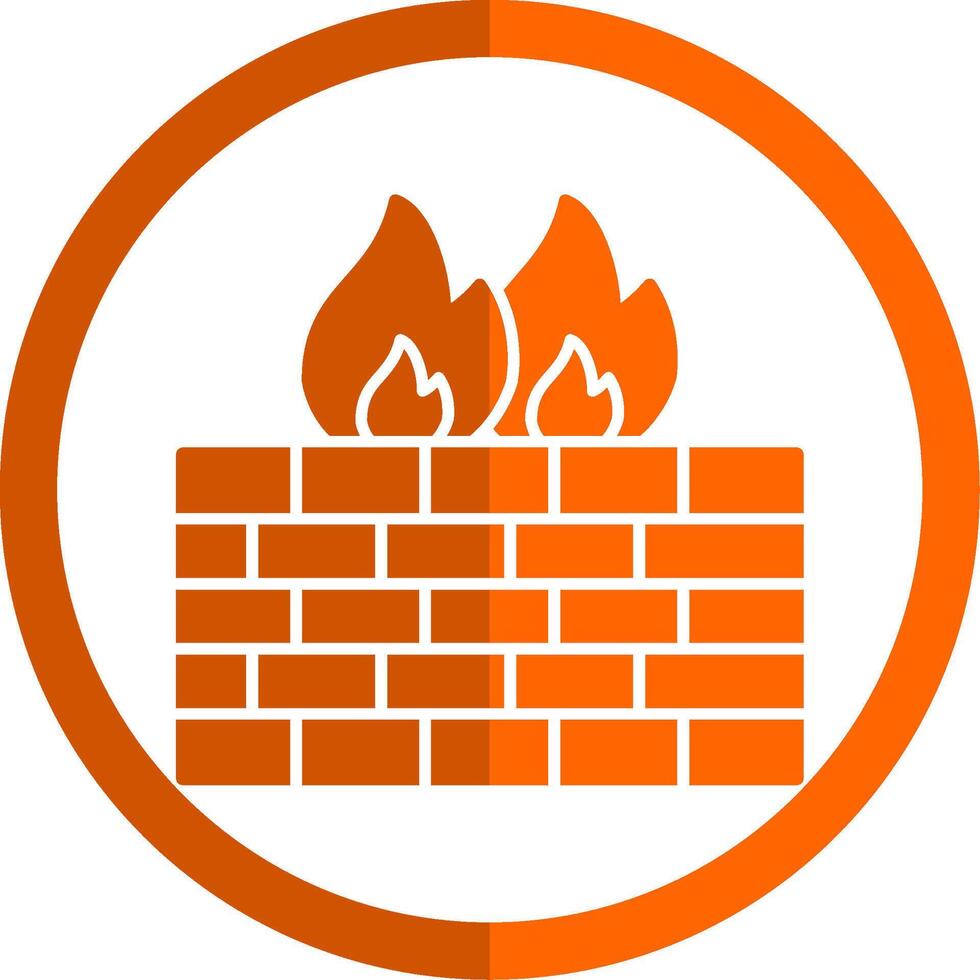 Firewall Glyph Orange Circle Icon vector