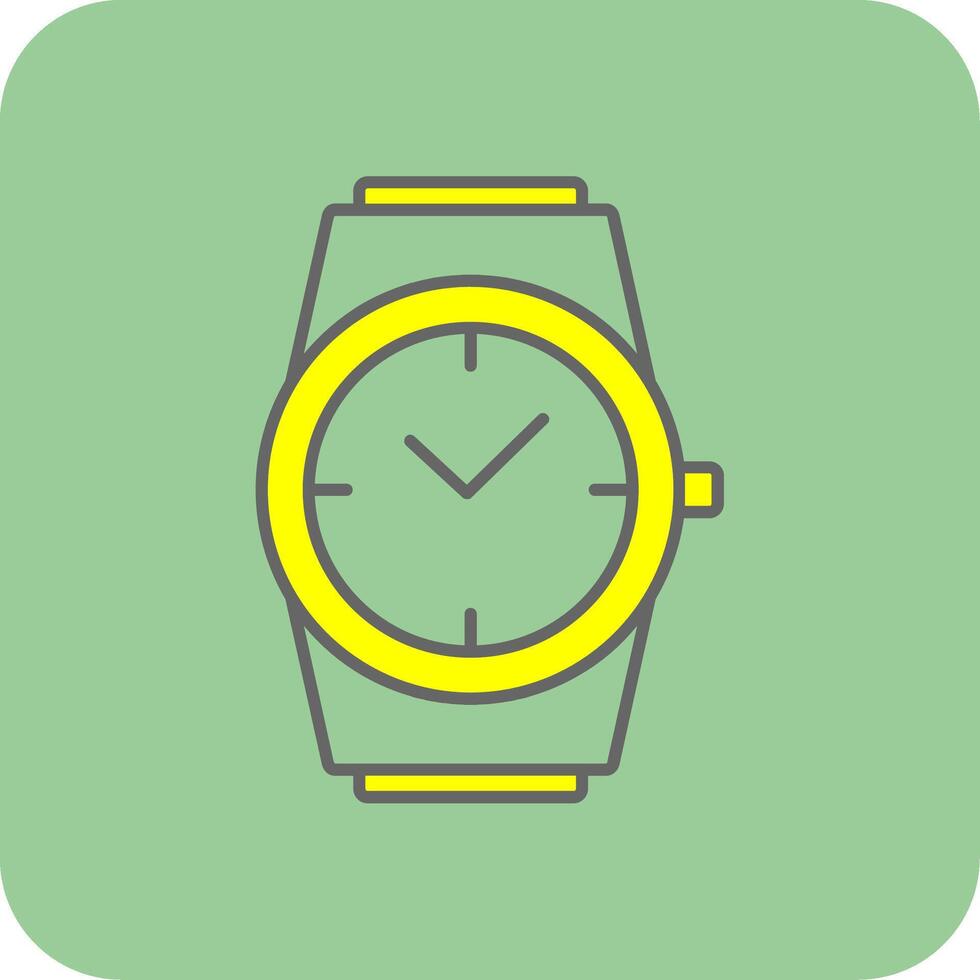 Stylish Watch Filled Yellow Icon vector