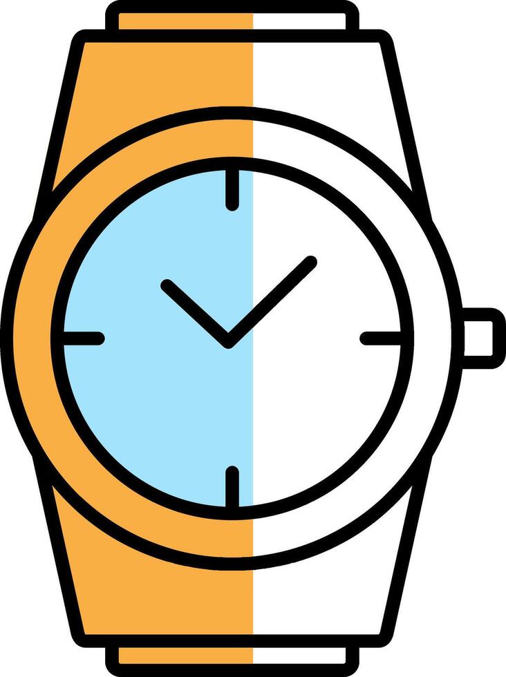 Stylish Watch Filled Half Cut Icon vector