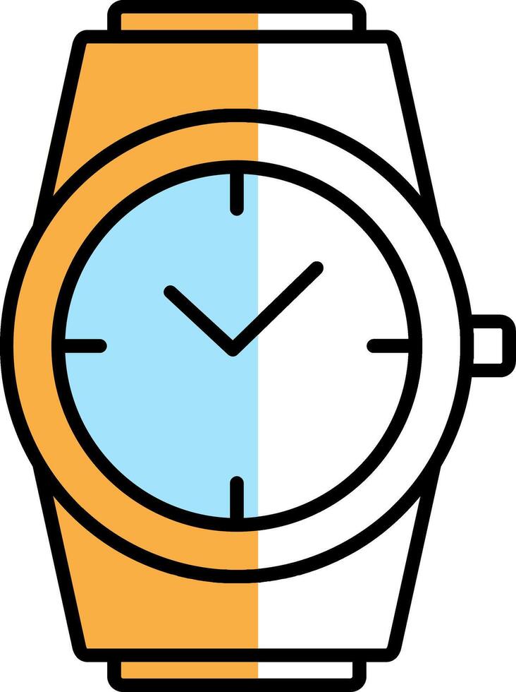 Stylish Watch Filled Half Cut Icon vector