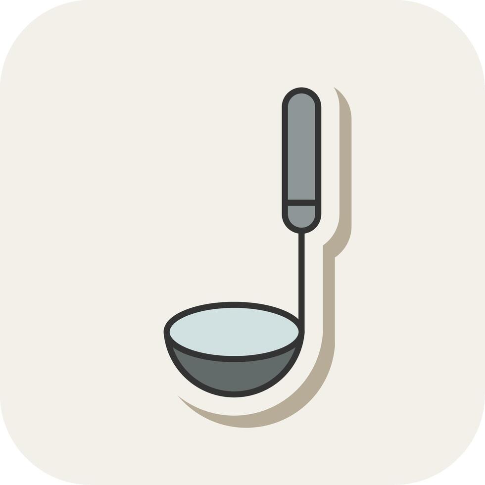 Ladle Line Filled White Shadow Icon vector