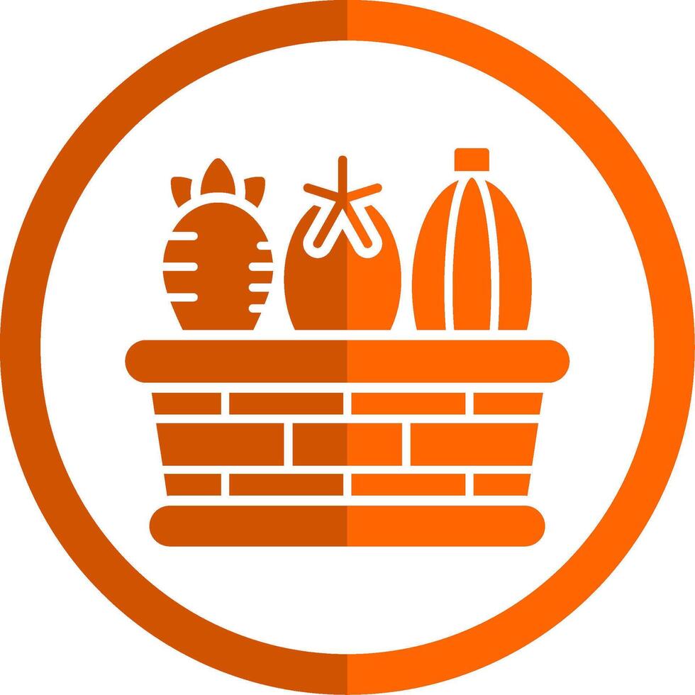 Vegetable Basket Glyph Orange Circle Icon vector