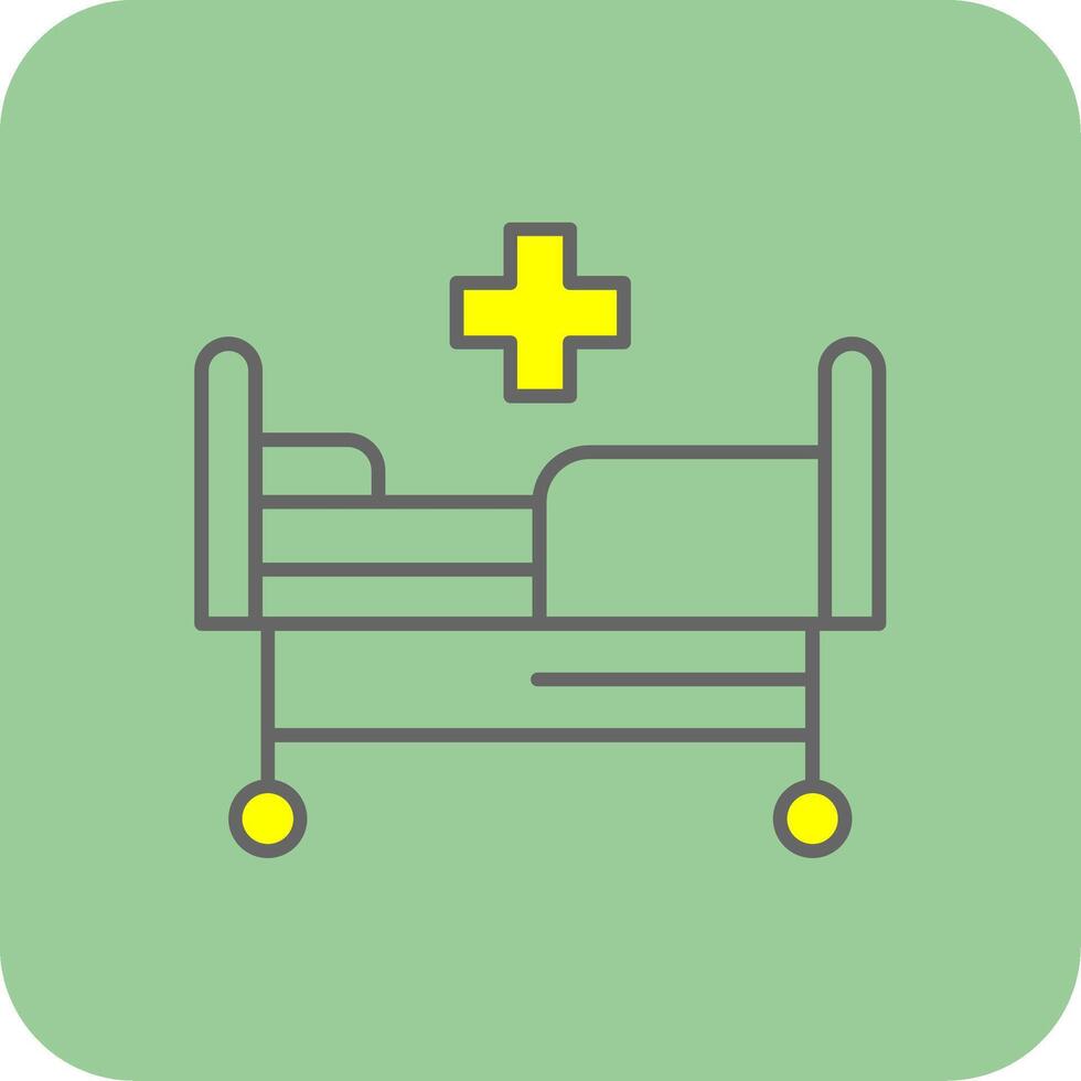 hospital cama lleno amarillo icono vector