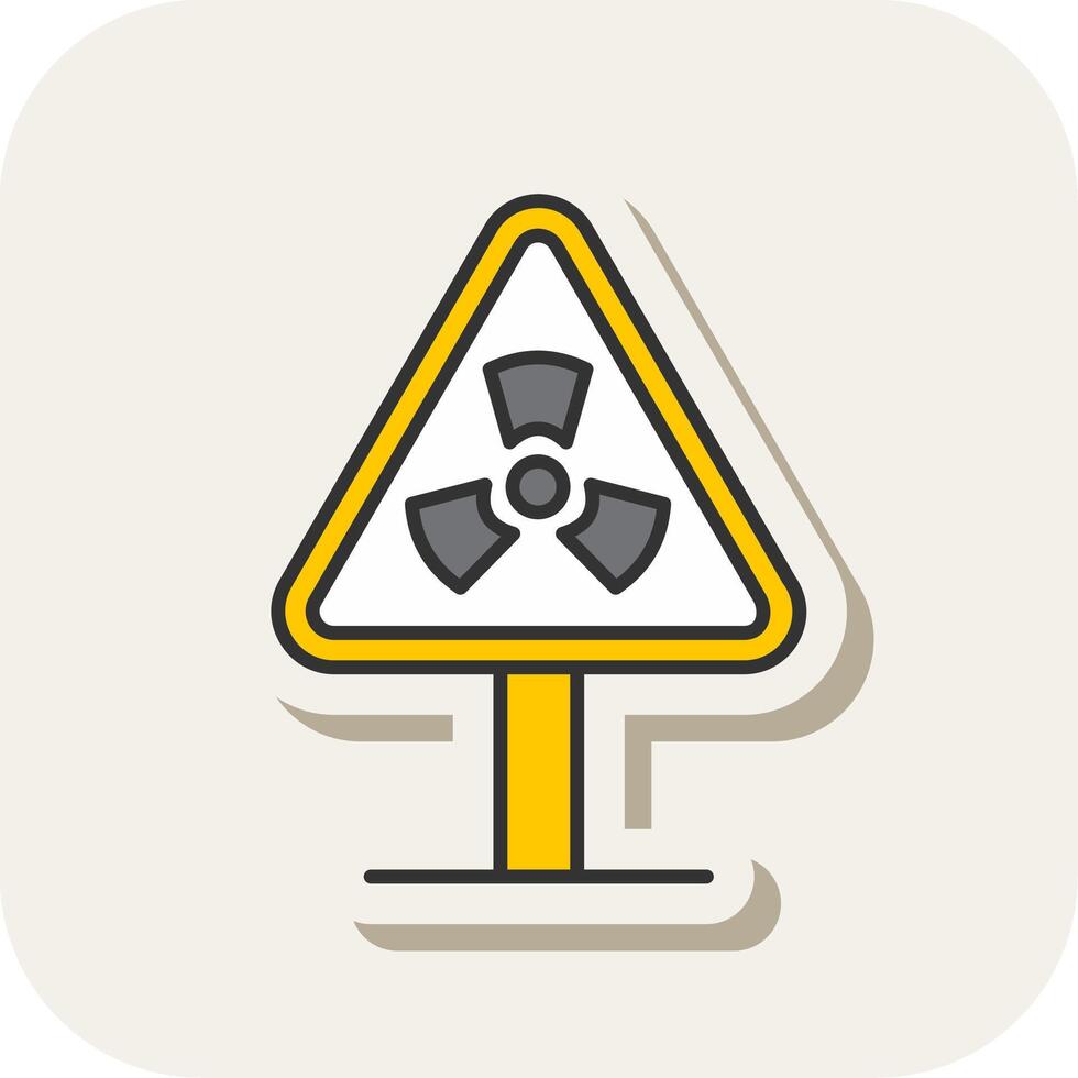Radiation Zone Line Filled White Shadow Icon vector