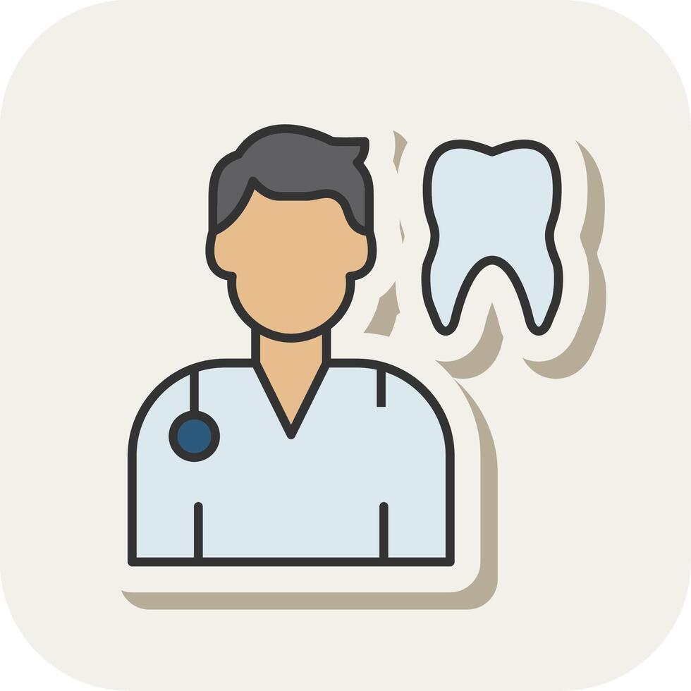 Dentist Line Filled White Shadow Icon vector