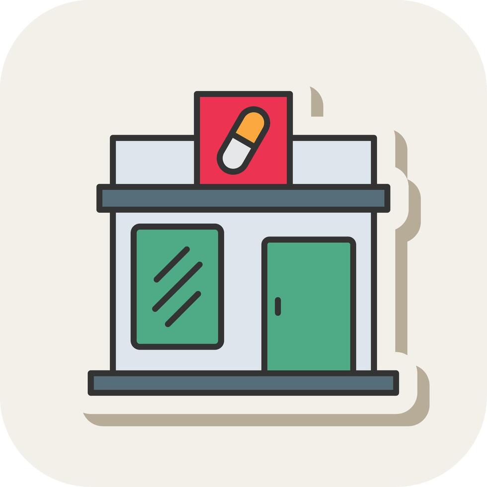 Pharmacy Line Filled White Shadow Icon vector